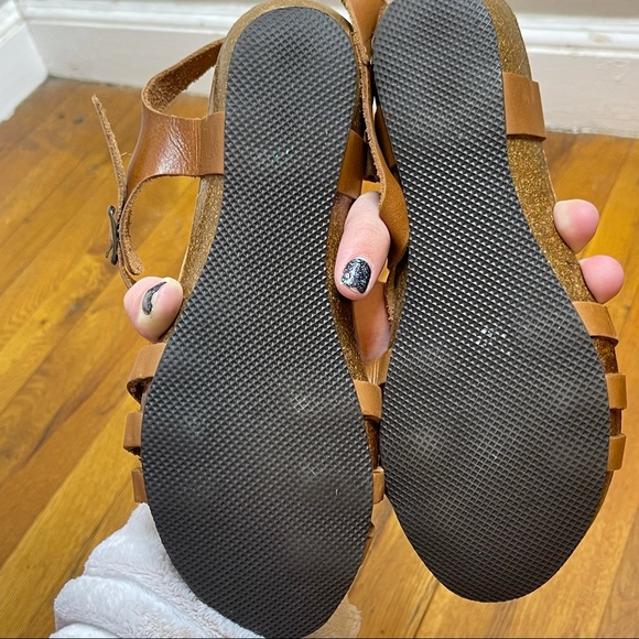 PEDRO INIESTA Tan Suede Strappy Cork Bottom Sandals Size 11 - Picture 5 of 7